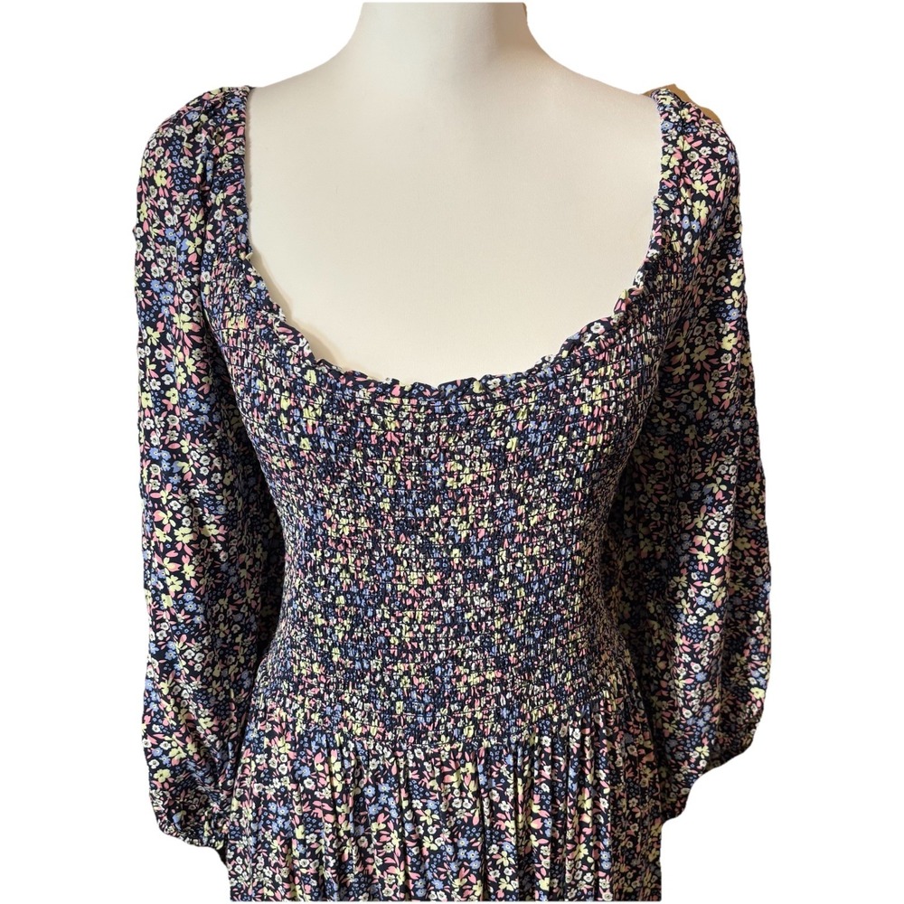 Gap Relaxed Smocked Scoopneck Midi Ditsy Floral Dress X-Large Bohemian  Festival - Picture 11 of 11